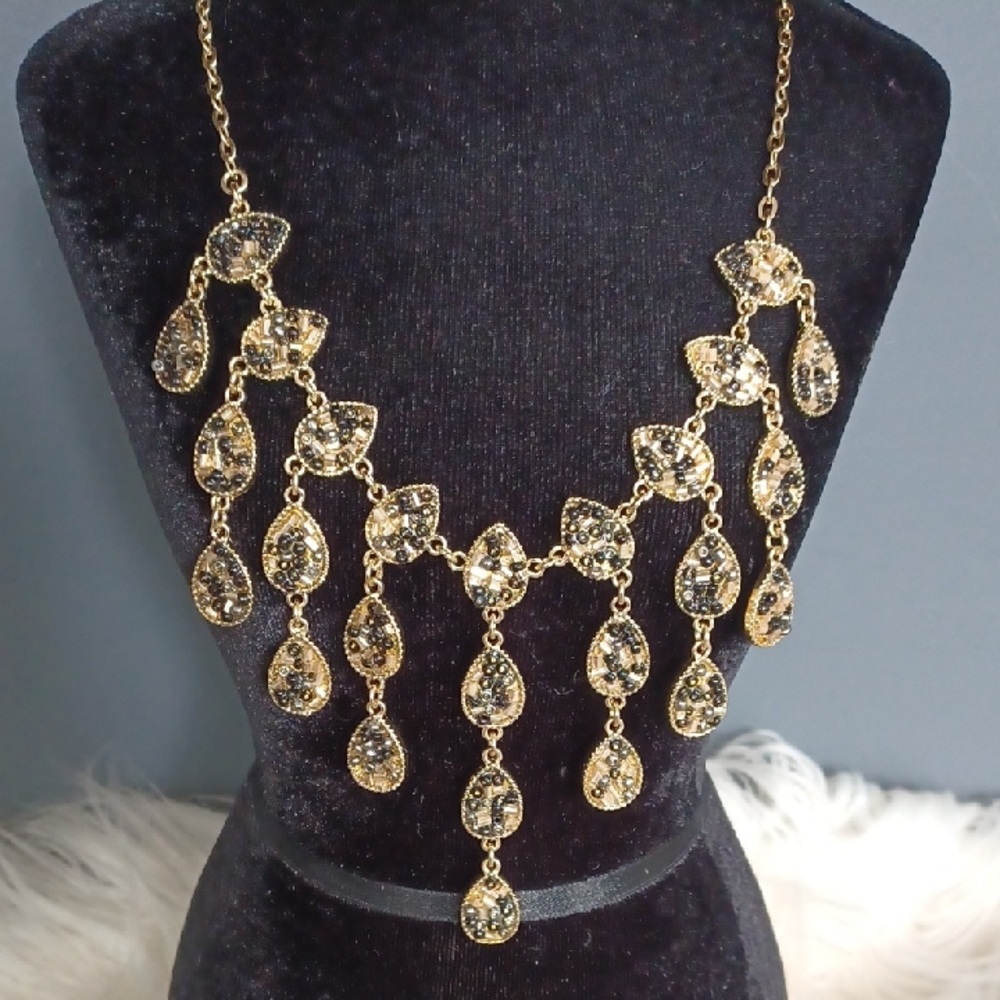INC Gold and Black Necklace